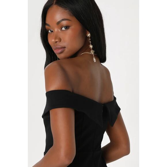 Lulus Sweetheart Off Shoulder Knee Length Slit Bodycon Classic Glam Dress Small - Picture 7 of 15